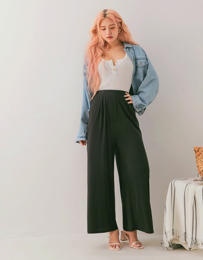 Cooling High Wested Wide-Leg Pants - AIR SPACE