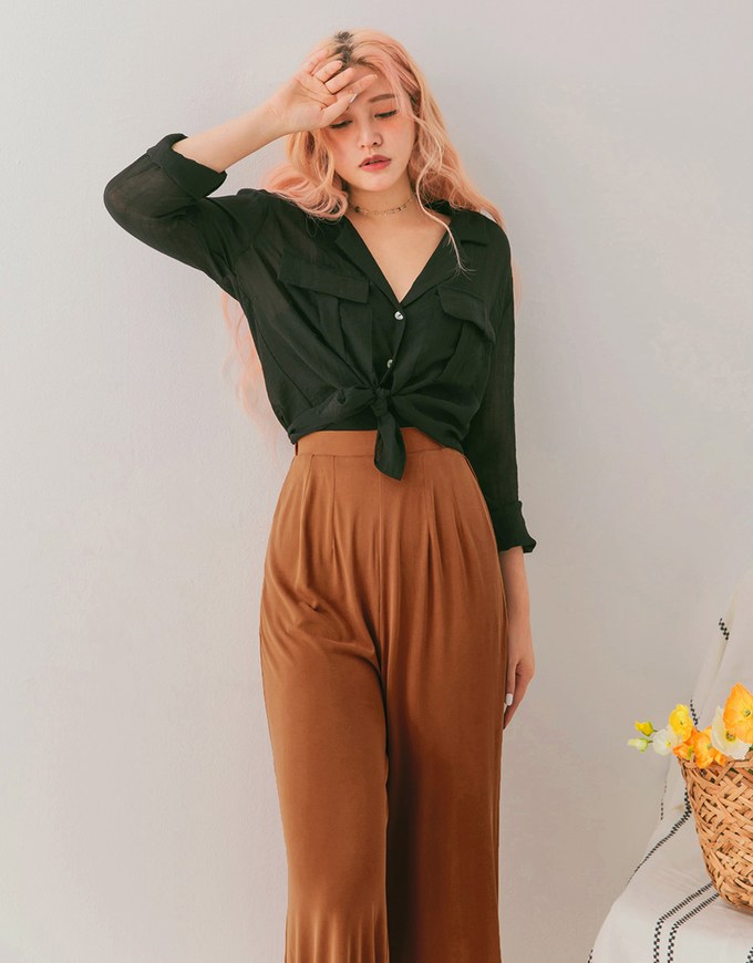 Cooling High Wested Wide-Leg Pants - AIR SPACE