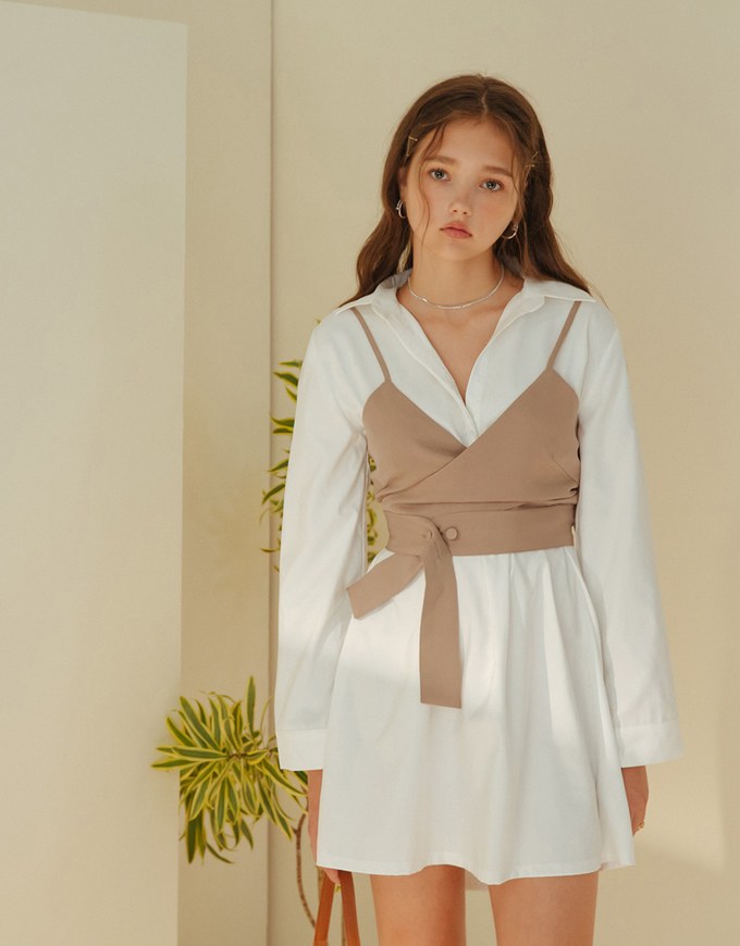 Korean Style Chic Two-Piece Shirt Dress