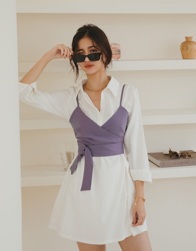 Korean Style Chic Two-Piece Shirt Dress