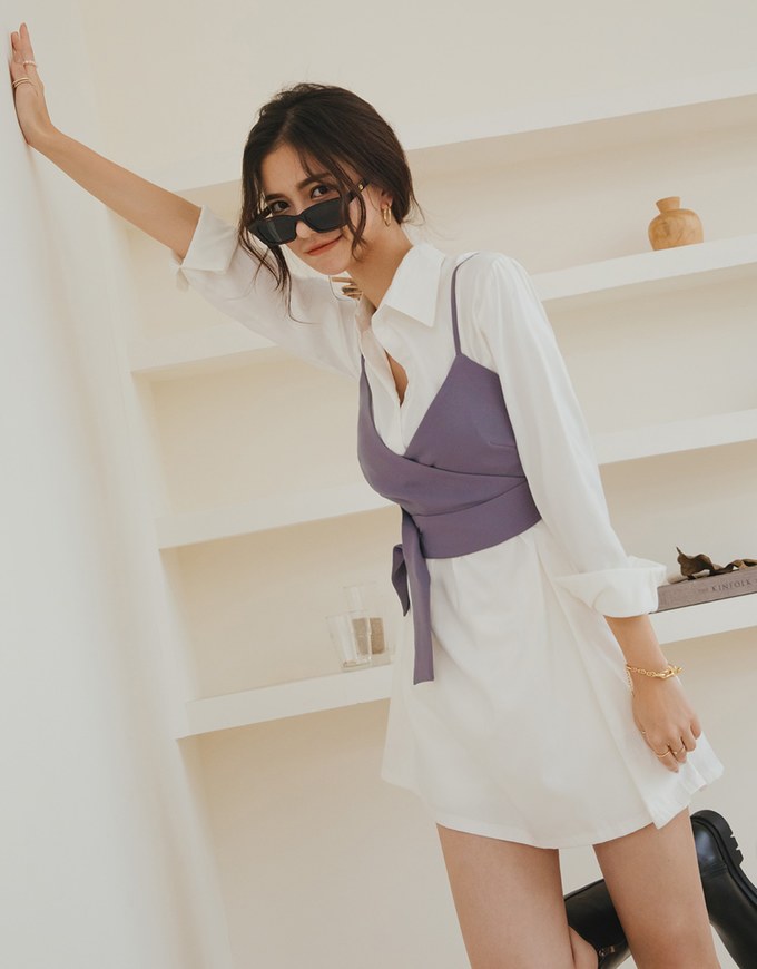 Korean Style Chic Two-Piece Shirt Dress