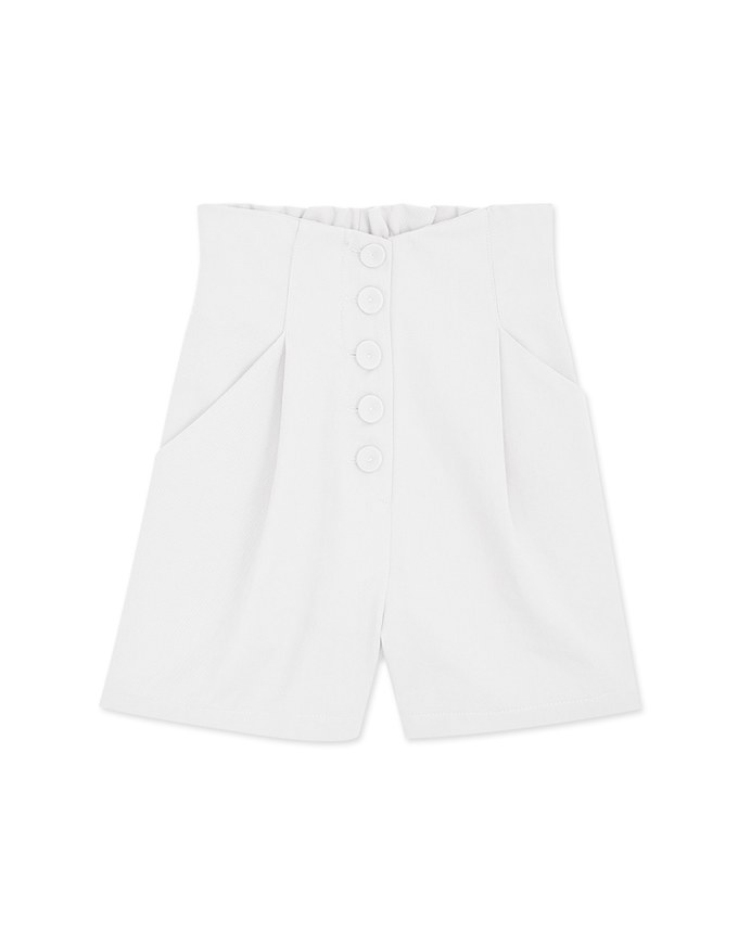 High-Wested Buttoned Slimming Elastic Shorts