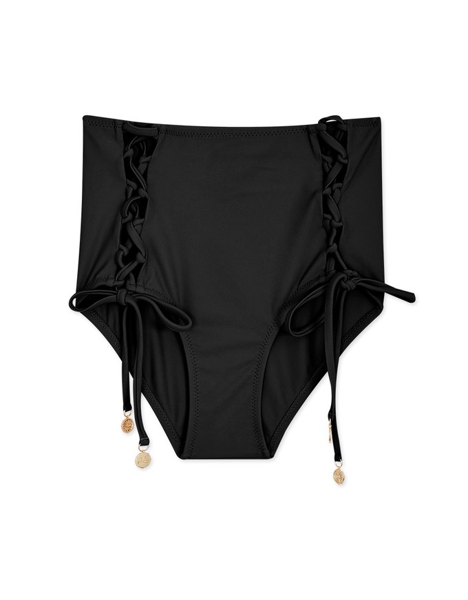 High-Waisted Lace-Up Bikini Bottom - AIR SPACE