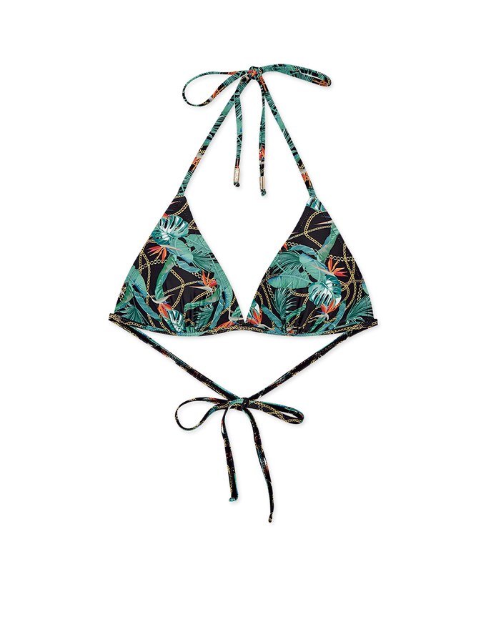 Printed Single Tie Strap Bikini Top (Lightly Padded)