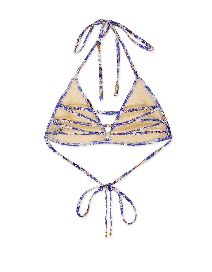 Printed Halter Crisscross Bikini Top (Thick Padded)