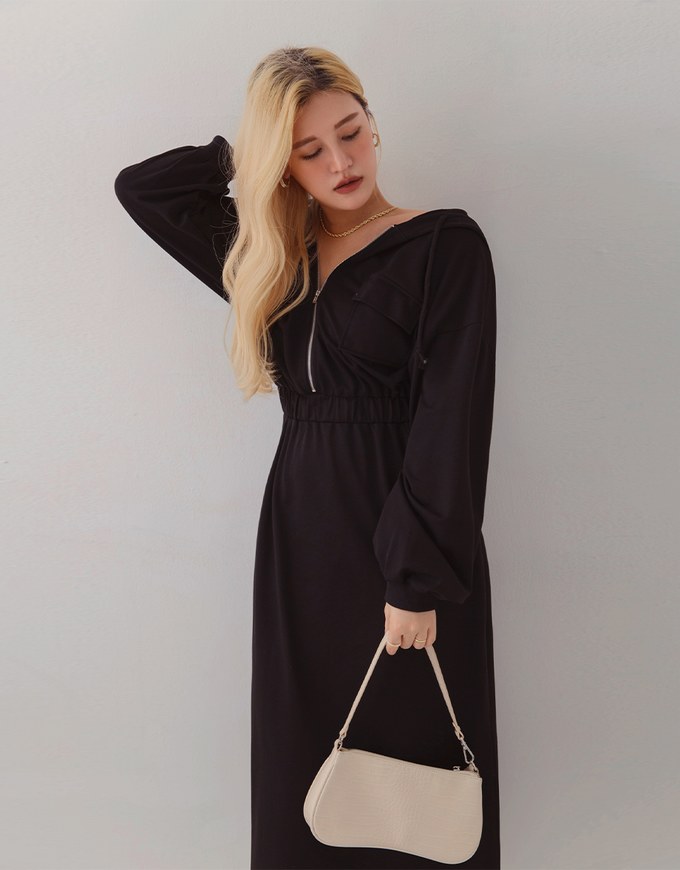 Laidback Side-Slit Hoodie Maxi Dress