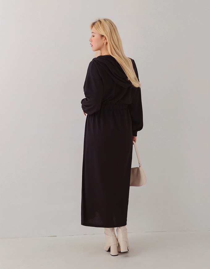 Laidback Side-Slit Hoodie Maxi Dress