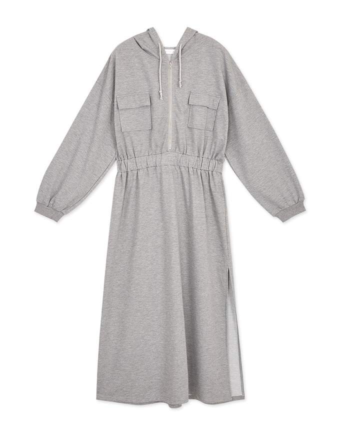 Laidback Side-Slit Hoodie Maxi Dress