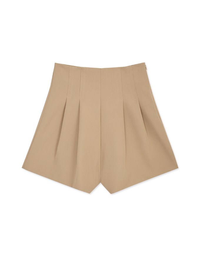 360° High-West Side-Button Pleated Suit Shorts - AIR SPACE