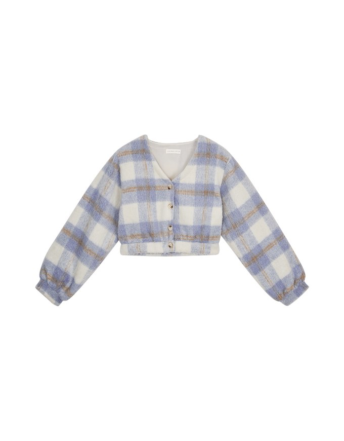 Elevated Casual Woolen Plaid Buttoned Jacket