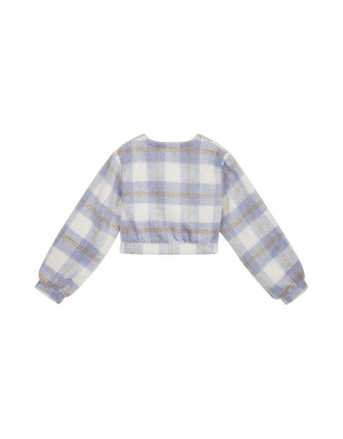 Elevated Casual Woolen Plaid Buttoned Jacket