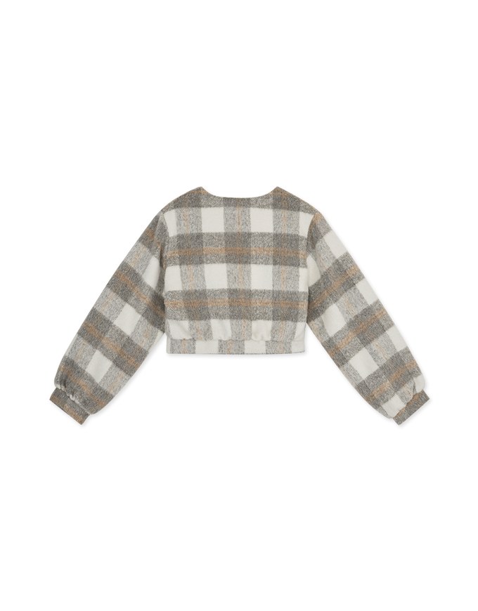 Elevated Casual Woolen Plaid Buttoned Jacket