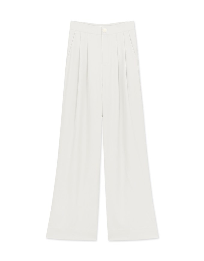 Sleek CEO Style Pleated Suit Wide Pants