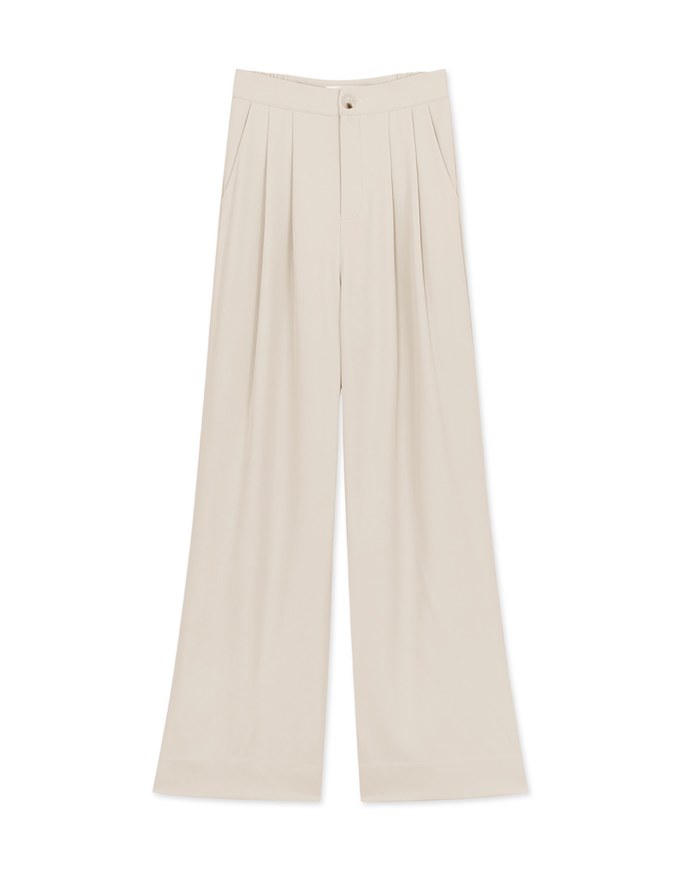 Sleek CEO Style Pleated Suit Wide Pants