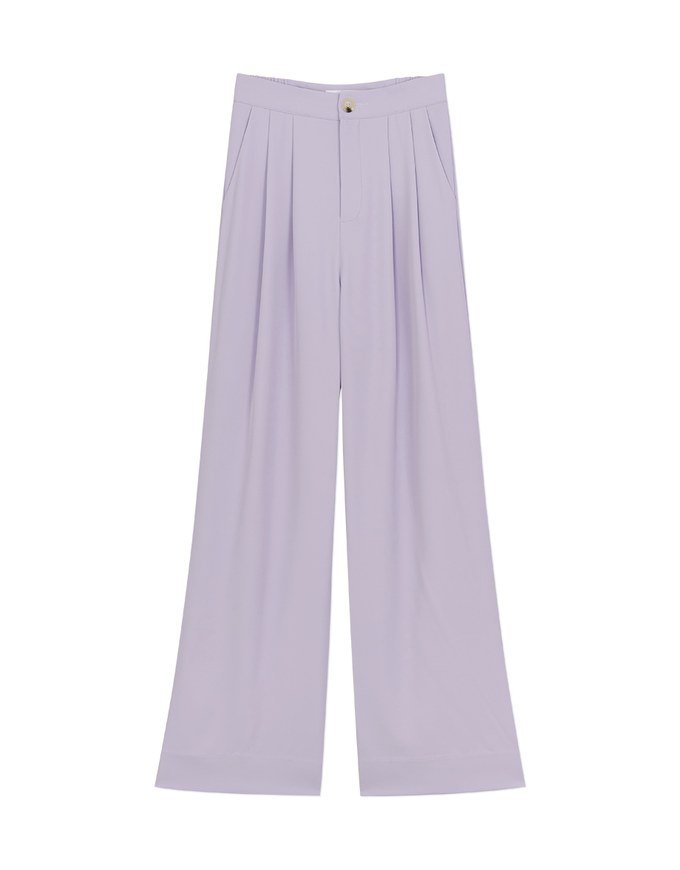 Sleek CEO Style Pleated Suit Wide Pants