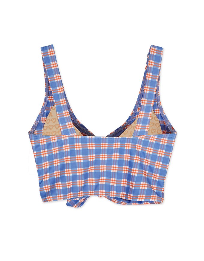 【TIFFANY】2Way Checkered Double Breasted Bikini Top