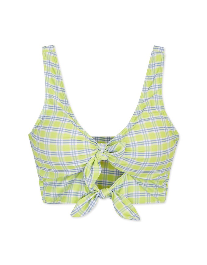 【TIFFANY】2Way Checkered Double Breasted Bikini Top