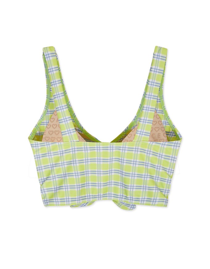 【TIFFANY】2Way Checkered Double Breasted Bikini Top