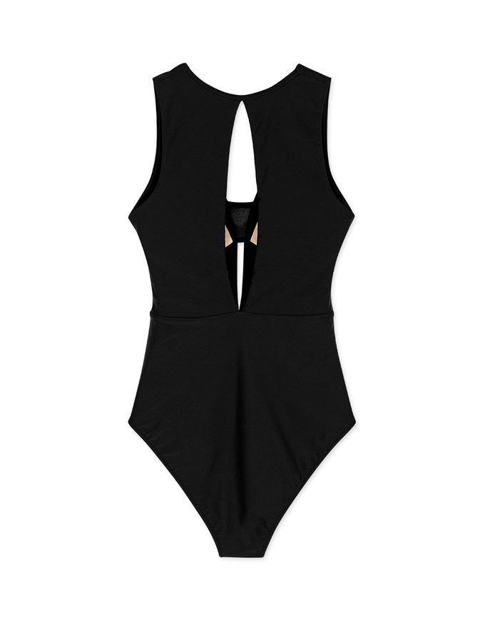 【TIFFANY】Deep V Hollow One-Piece Swimsuit (Extended Length)