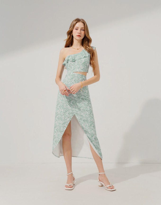 The Floral Slit Maxi Dress - Women's Floral Sleeveless Maxi Tie-Strap Floral  Maxi Dresses With Side Silt - Green - Dresses | RIHOAS
