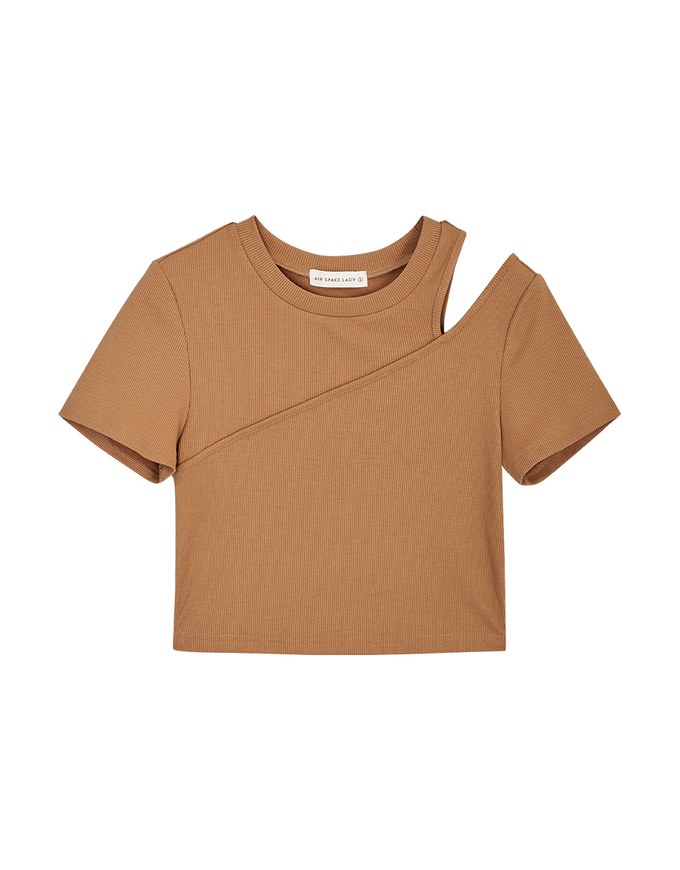 Avant-Garde Shoulder Cut Out Crop Top - AIR SPACE