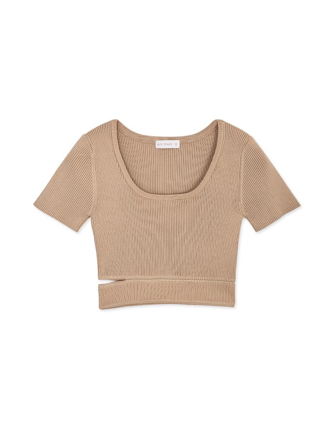 One Side Cutout Cropped Knitted Top