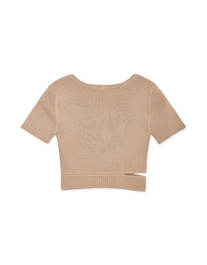 One Side Cutout Cropped Knitted Top