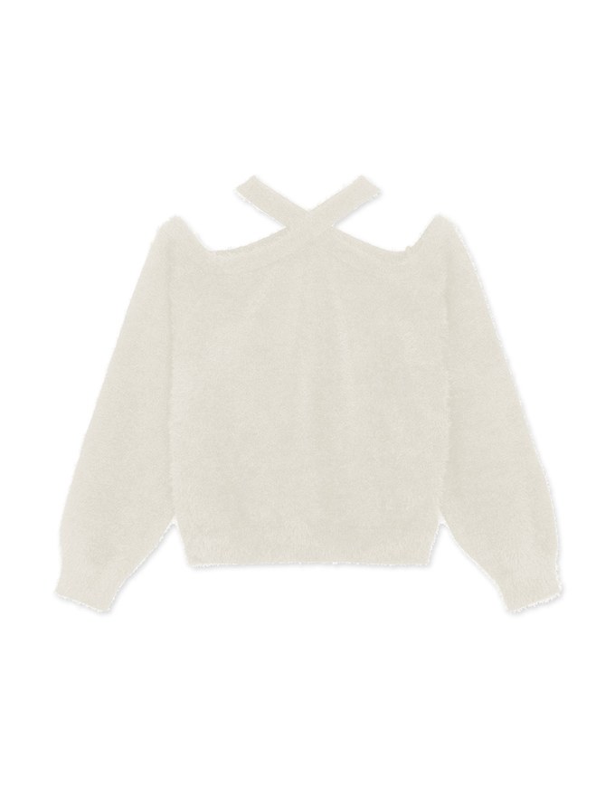 Cutout Off-The-Shoulder Knit Loose Top