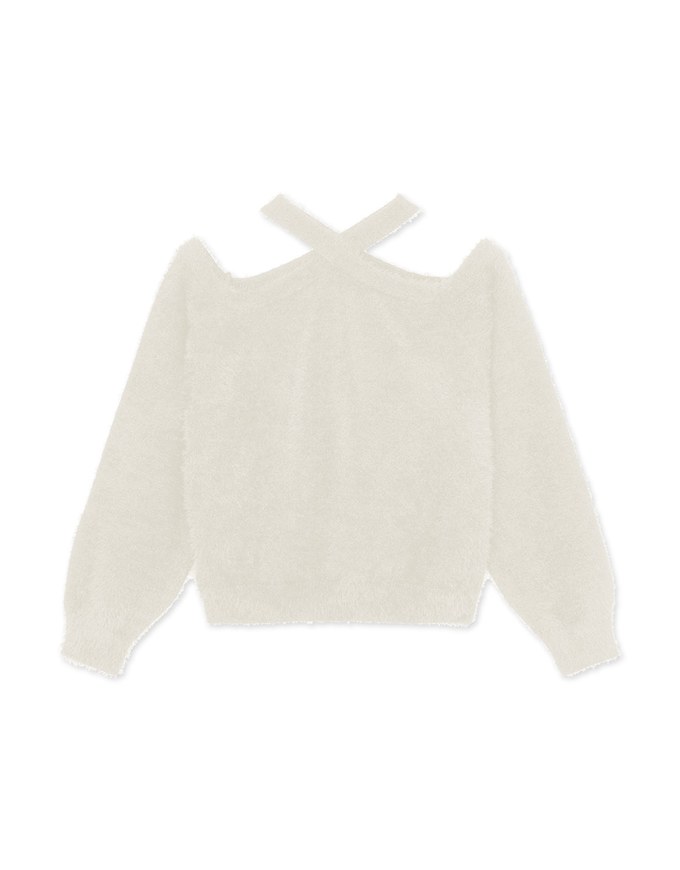 Cutout Off-The-Shoulder Knit Loose Top