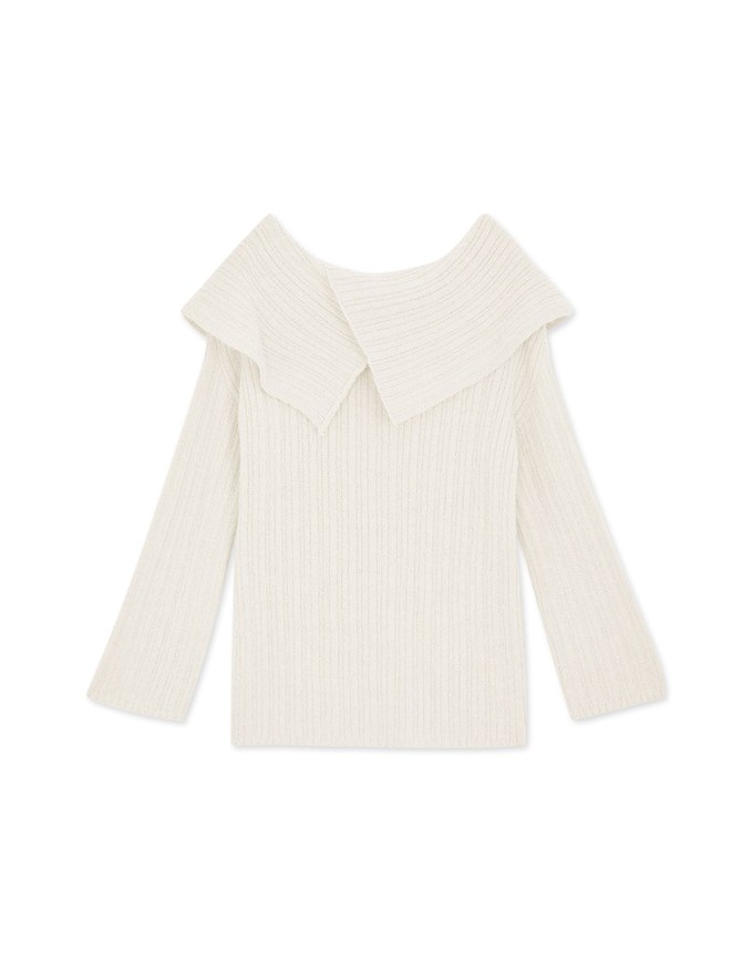 2Way Strapless Lapel Loose Knit Sweater - AIR SPACE