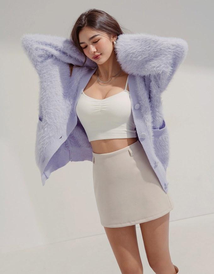 Button-Breasted Oversized Knit Jacket