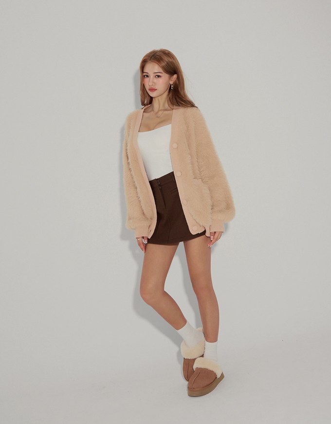 Button-Breasted Oversized Knit Jacket