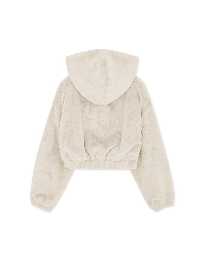 Hooded And Zipped Plush Loose Crop Jacket