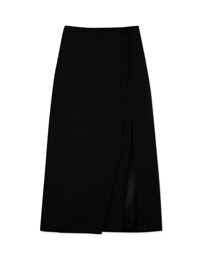 High Waist Overlap Slit Maxi Skirt - AIR SPACE