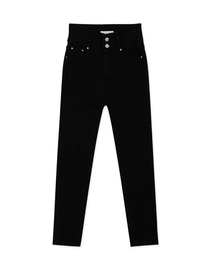 Double-Button High Waist Skinny Jeans