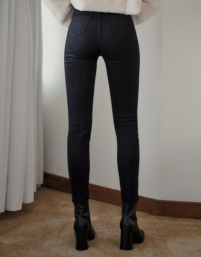 Double-Button High Waist Skinny Jeans
