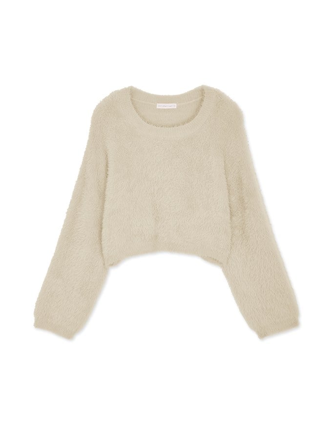 Loose Plush Knit Crop Top