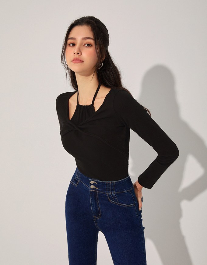 Halter Layered Ribbed Top