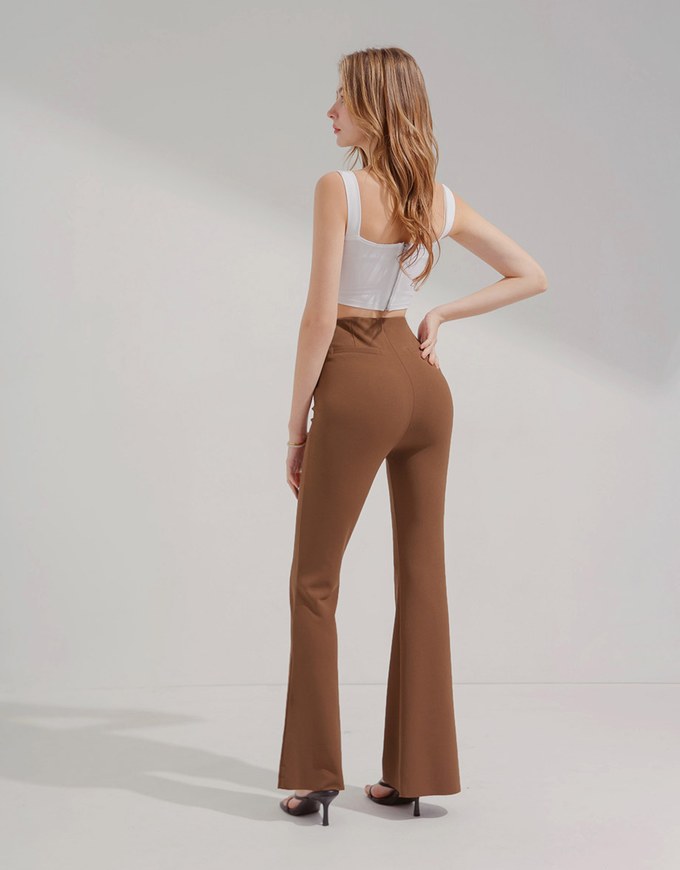 Tailorable Elastic High-Rise Flared Pants