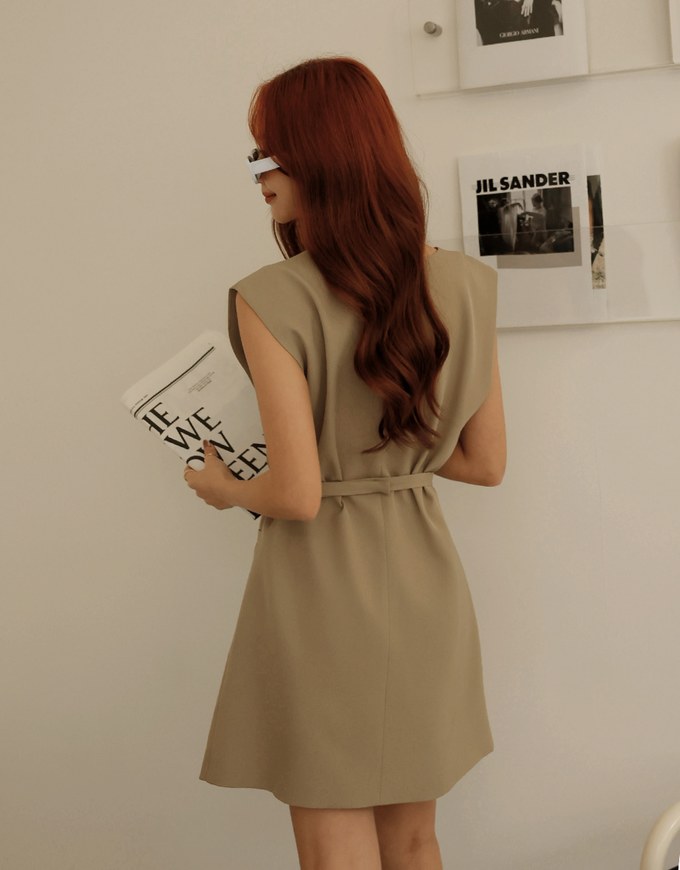 Double Breasted Suit Vest Mini Dress (With Belt) - AIR SPACE