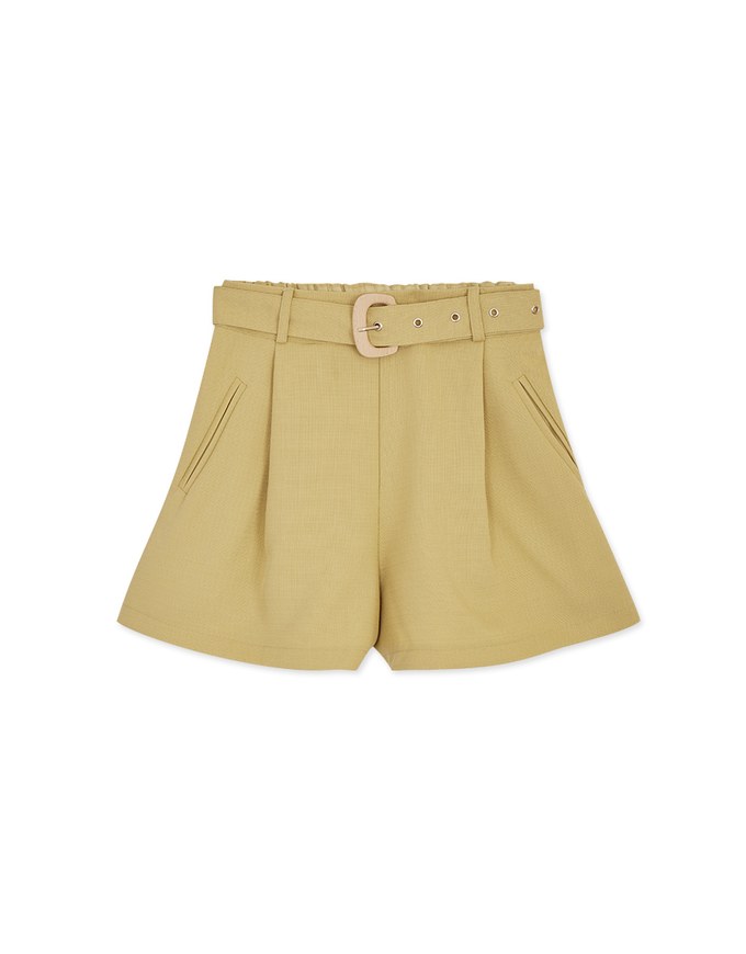 Pleated Wide Shorts (With Belt)