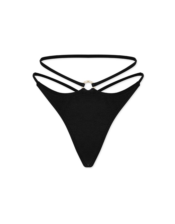 Single Ring Hollow Sexy Thong Bikini Bottom Trunck