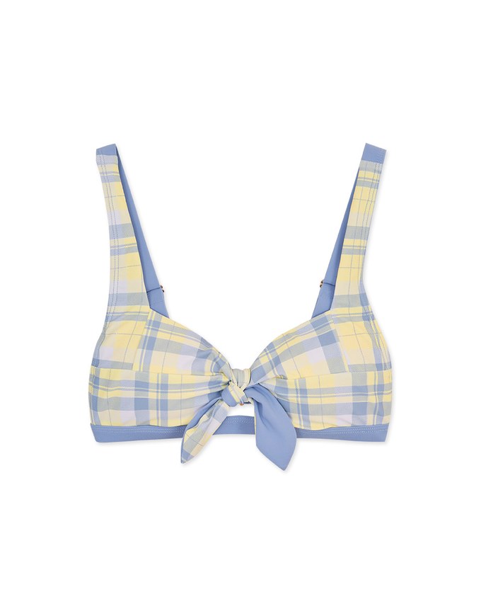 【Lisa's Design】 2WAY Checkered Hollow Tie Bikini Top