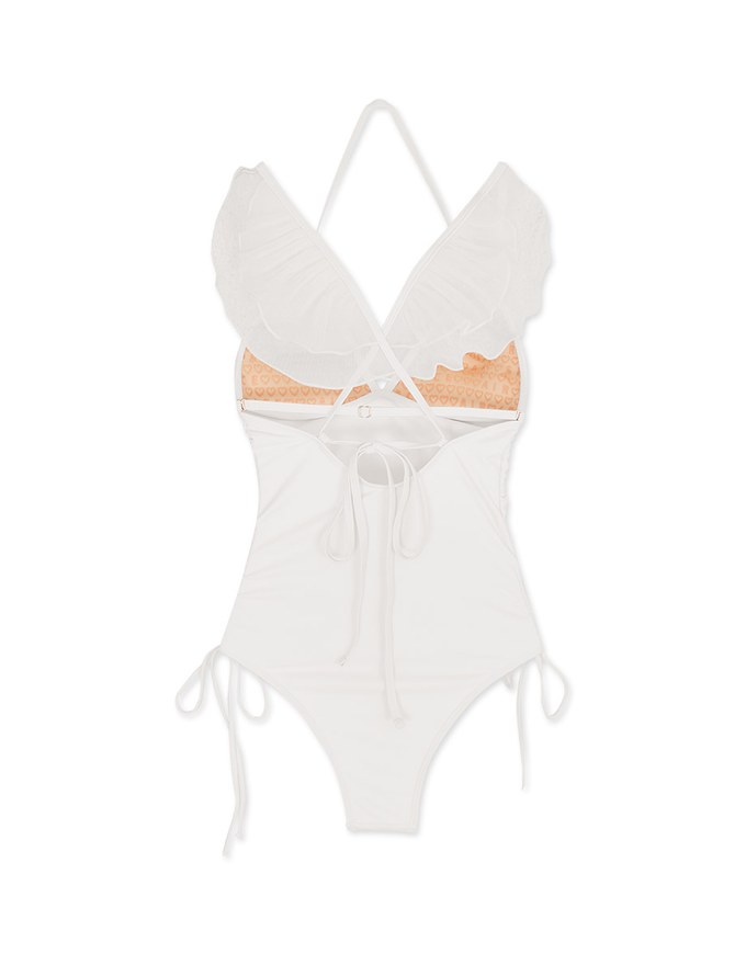 Lisa's Design】 Double Strap Mesh One-Piece Swimsuit (Thick Padded