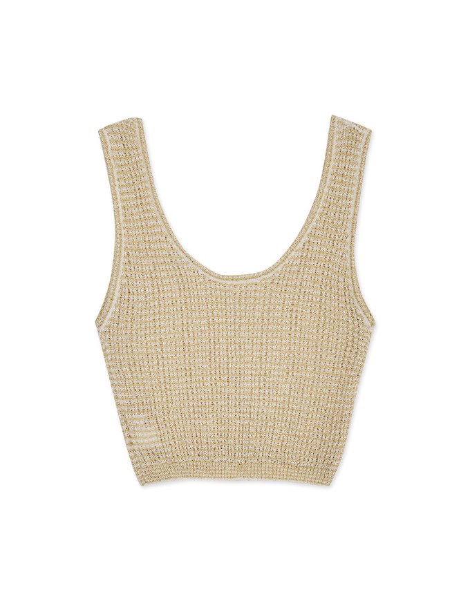 Wide Shoulder Knit Crop Tank Top