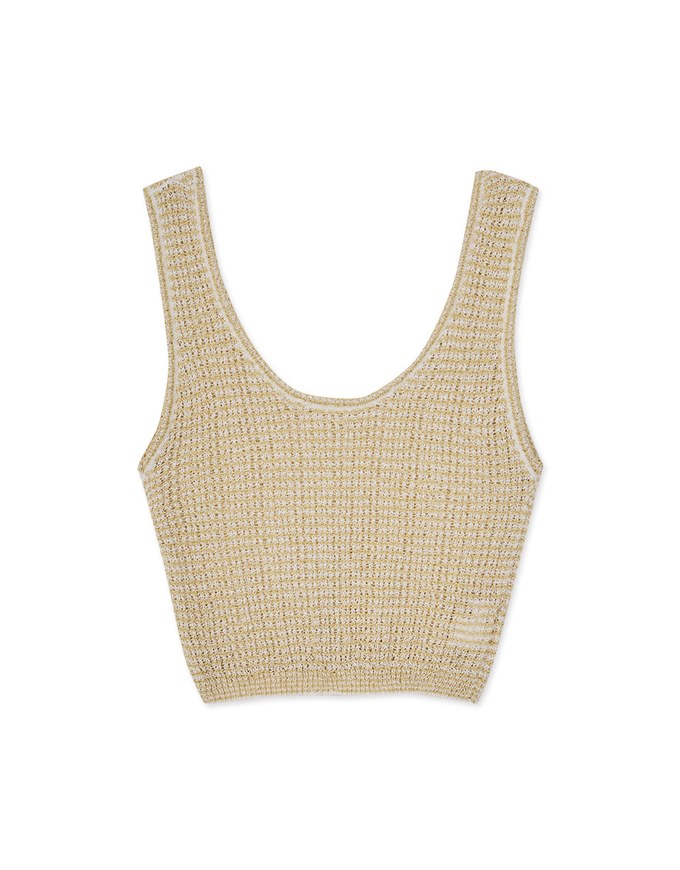 Wide Shoulder Knit Crop Tank Top