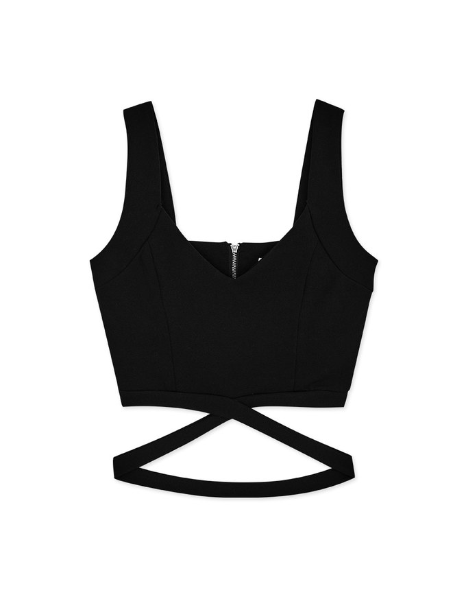 V Neck Wide Shoulder Crop Vest (With Padding)