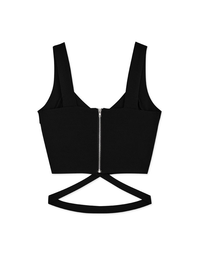 V Neck Wide Shoulder Crop Vest (With Padding)