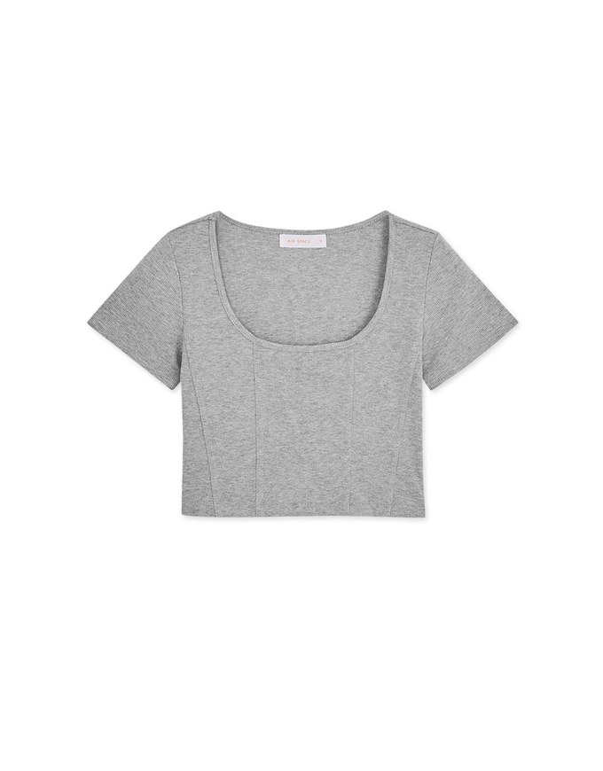 Square Neckline Ribbed Crop Top