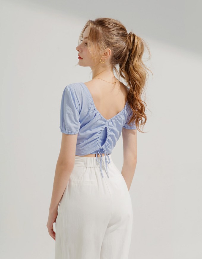 2WAY Two-piece Drawstring Short-Sleeved Top - AIR SPACE